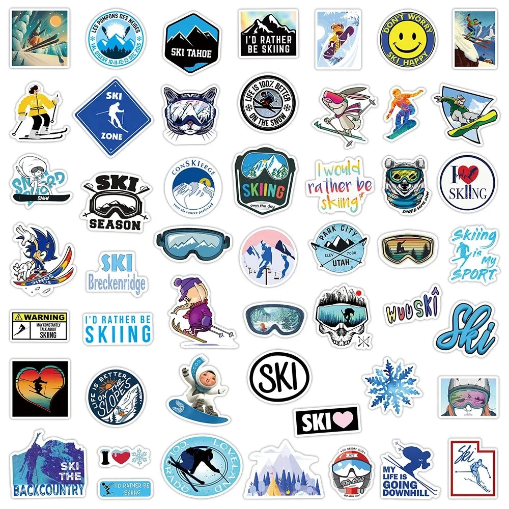 Skiing Mountain Stickers