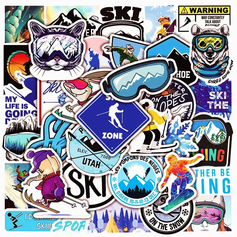 Skiing Mountain Stickers