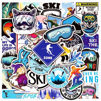 Skiing Mountain Stickers