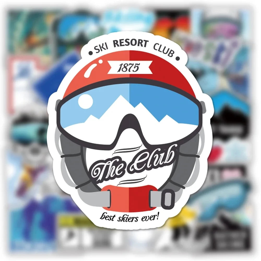 Skiing Mountain Stickers
