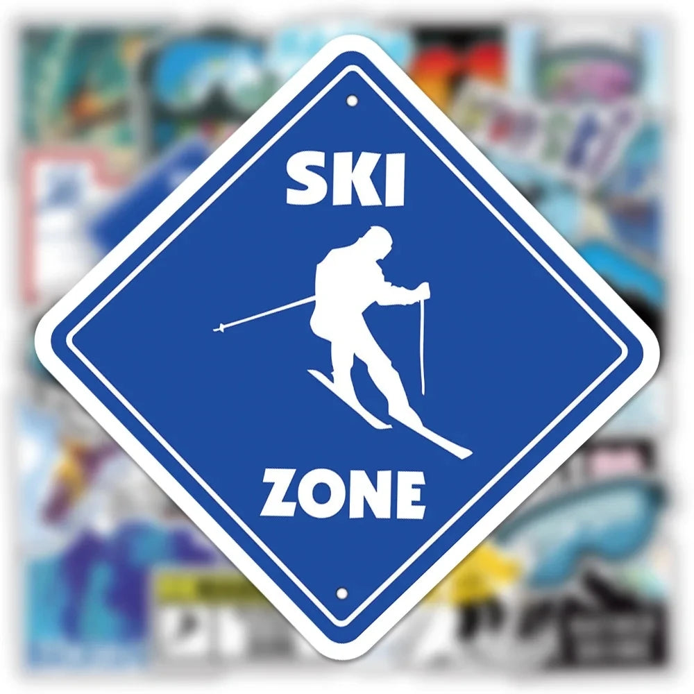 Skiing Mountain Stickers